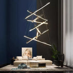 suspension lumineuse moderne têtes noir lignes géométriques scandinave flux lumineux élevé télécommande