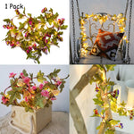 guirlande lumineuse fleurs artificielles rose rouge vert feuilles texturées décoration romantique autoinstallation batterie led