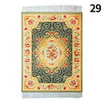 tapis ornements floraux géométriques franges blanches non glissant rouge vert beige