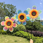 décoratif moderne fleur colorée rayures orange jaune bleu rose vert tringle noire extérieur jardin