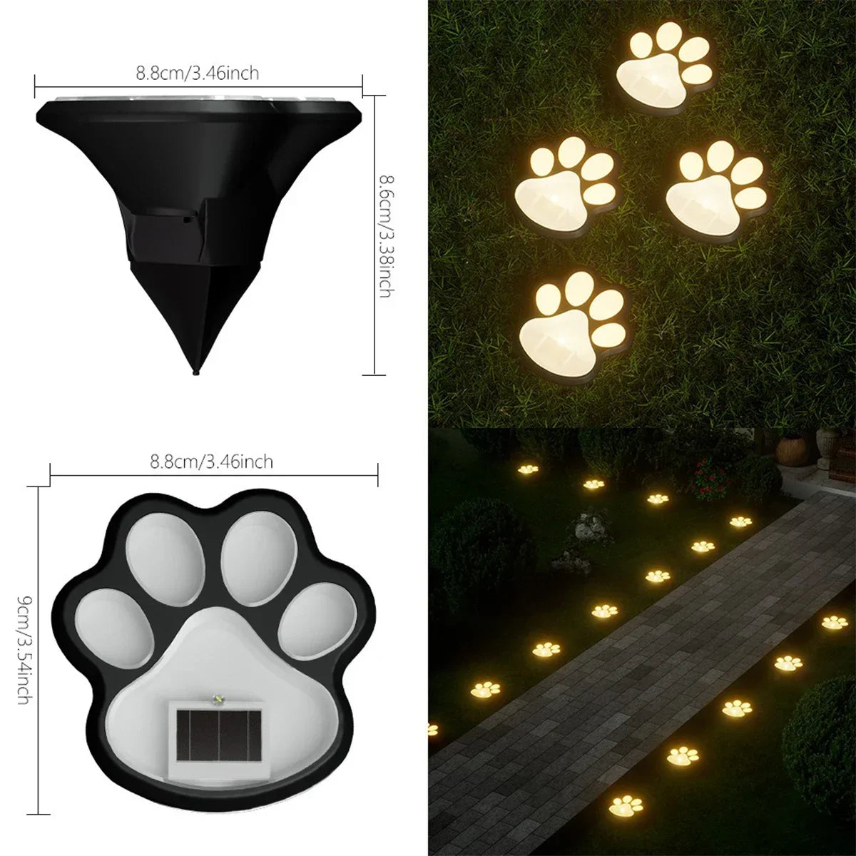 lumière solaire animaux extérieure adhésive led moderne pièces noir blanc imprimé pattes