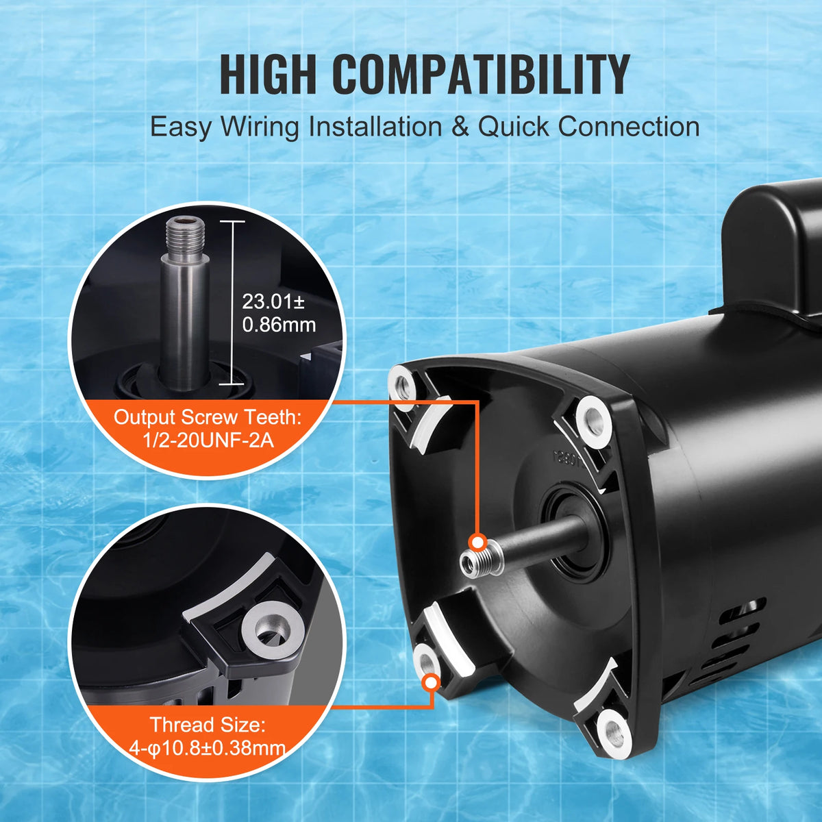 pompe piscine noire industrielle 2hp 230v 60hz 78ampères 3450trmin vis fixation
