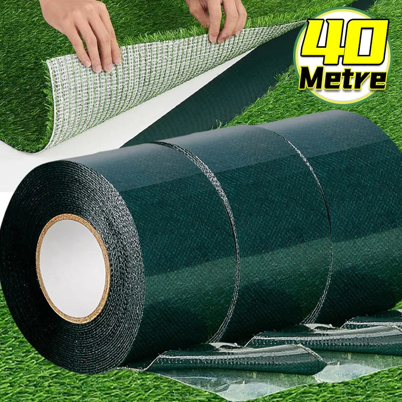 ruban adhésif bordure gazon synthétique vert foncé texturé adhésif extérieur jardin patio 40mètres