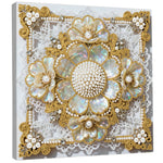 tableau décoratif peinture strass papillons lune étoiles floral contemporain débutant artisanal 25x25cm