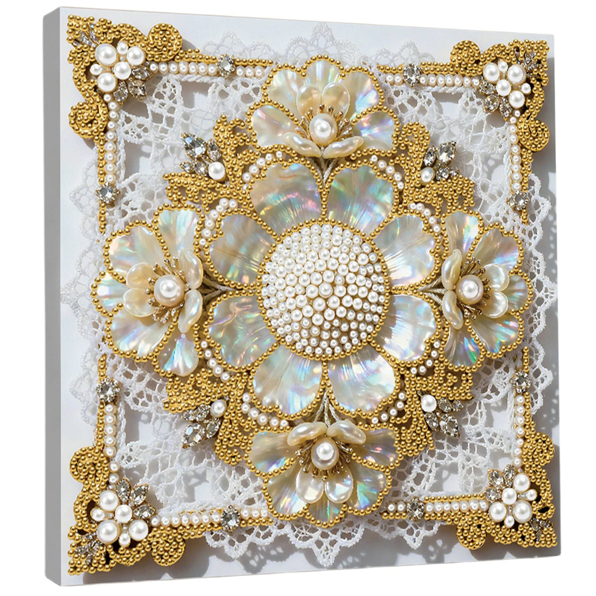 tableau décoratif peinture strass papillons lune étoiles floral contemporain débutant artisanal 25x25cm
