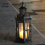 Lanterne suspendue vintage en métal noir avec verre trempé