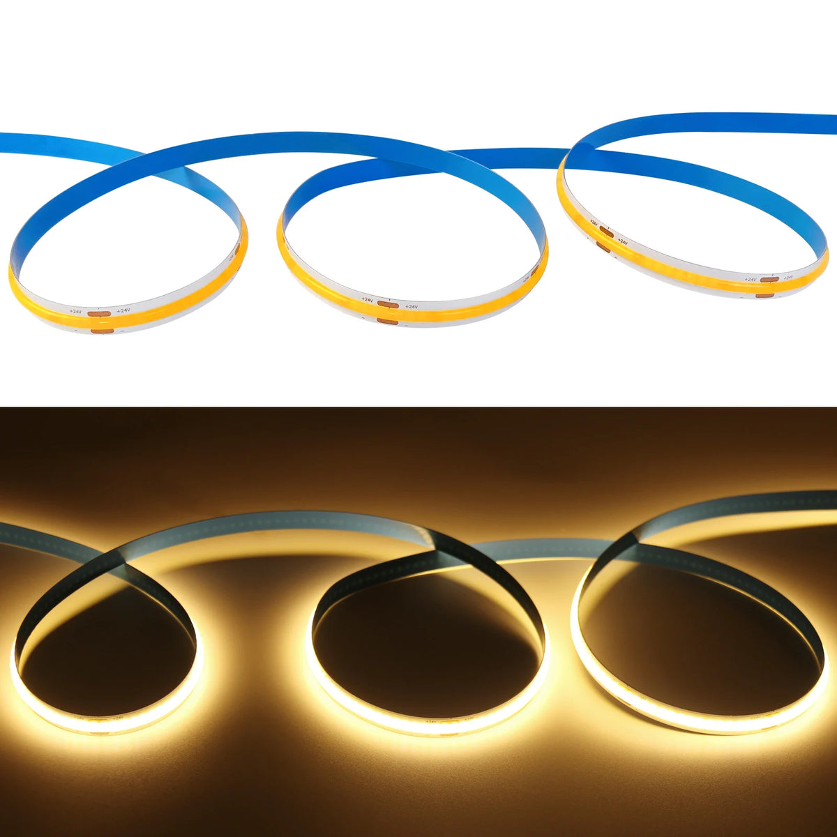 ruban led flexible bleu jaune moderne adhésif 8mm 4mm blanc chaud froid minimaliste