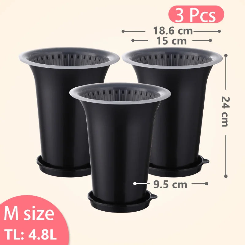 pots orchidées noir moderne adhésif racines controle fleur plante verte 13cm 15cm 18cm