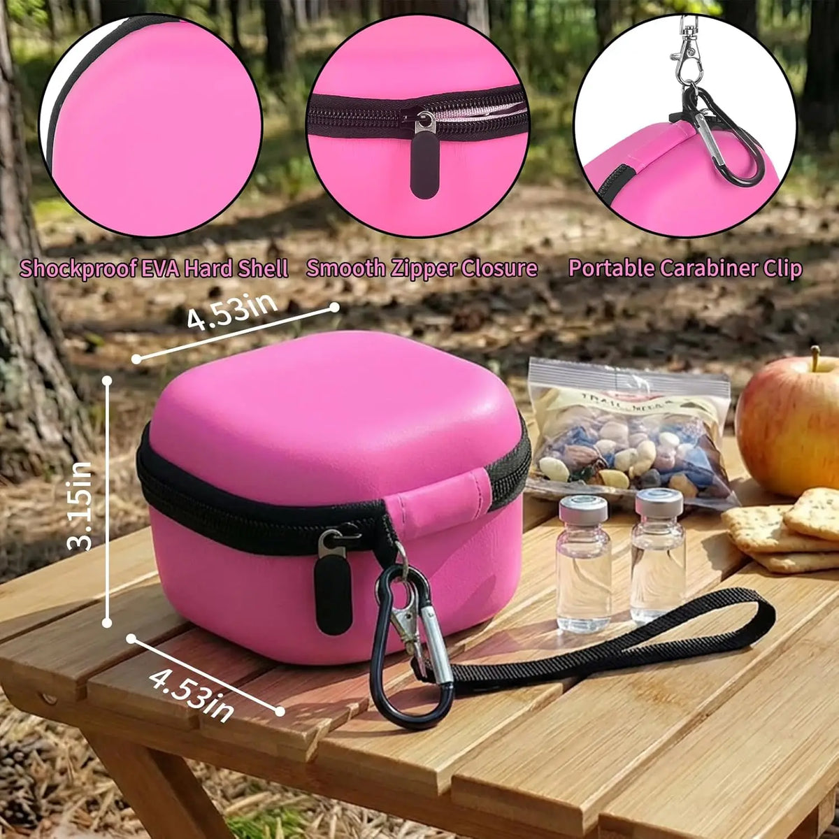 sac rangement bouteilles insuline rose douce texture moderne pratique ceinture transport bouteilles 10ml couvercles