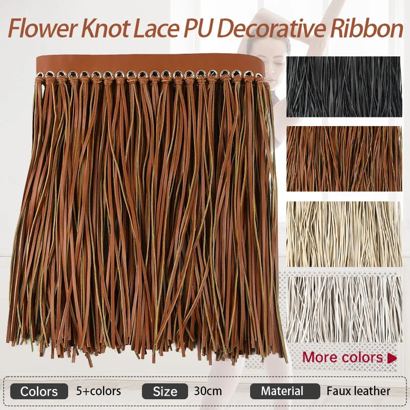 franges similicuir 30cm métalliques ruban décoratif couture moderne noir marron clair tendance