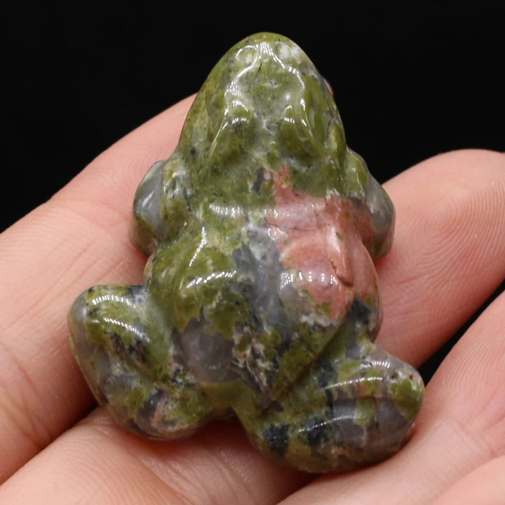 statuette grenouille pierre naturelle jaune rouge rose verte noire aventurine quartz rose ornement maison