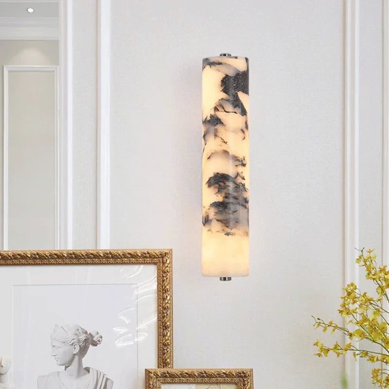 lampe murale moderne marbre blanc noir fixée mur éclairage led chambre salon decoration chic