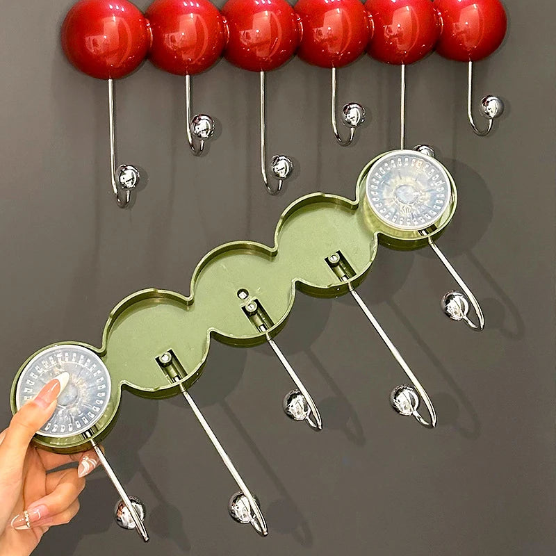 porte sacs mural moderne adhésif sans perçage crochets rouge vert olive sphères brillantes