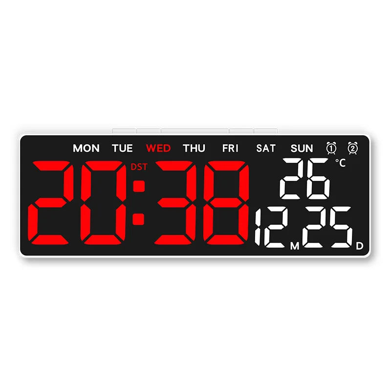 Horloge numérique LED affichage temps jour date température noir blanc vert bleu.orange moderne