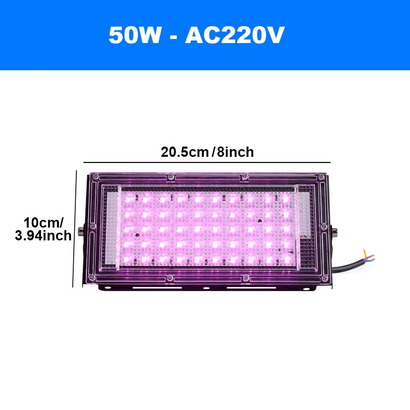 lampe led croissance végétale 50w 100w 150w violet noir moderne dimmer tringles aluminium