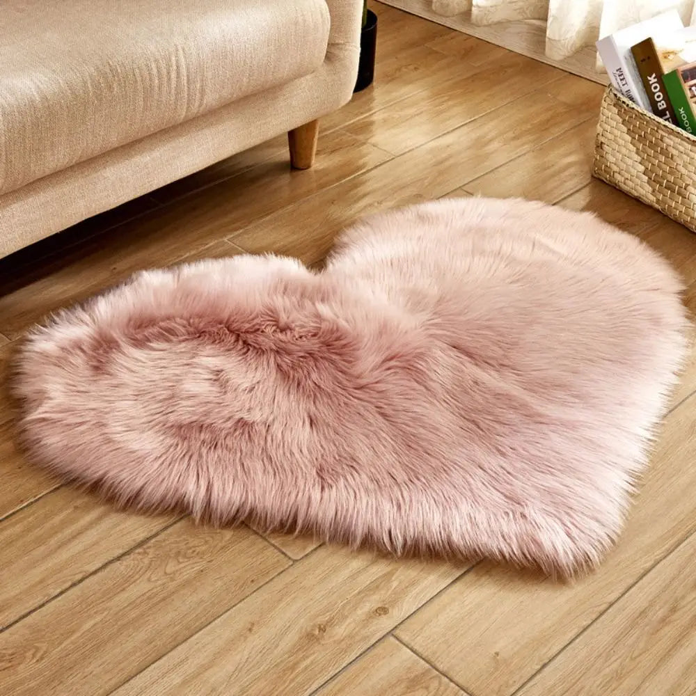 tapis cœur peluche rose blanc moderne chambre doux sans bpa pvc polyester vinyle