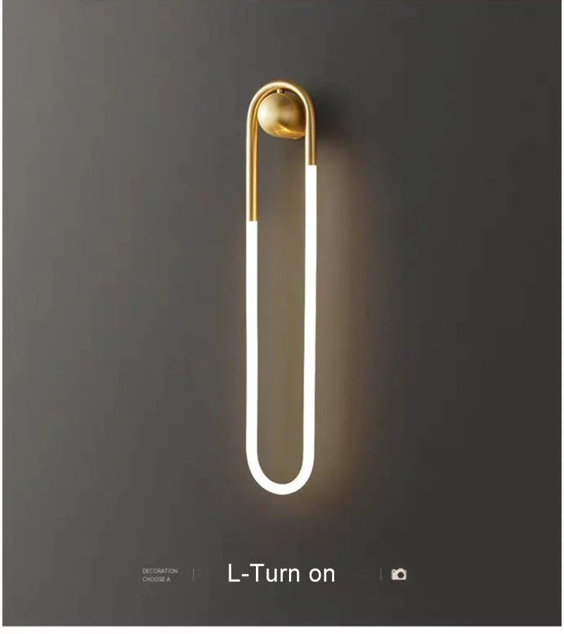 applique murale moderne minimaliste noir doré lumière blanche led fixée mur deux tubes incurvés