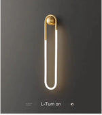 applique murale moderne minimaliste noir doré lumière blanche led fixée mur deux tubes incurvés