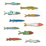 poissons bois bleu vert orange artisanal décoratif maison salle bain adhésif