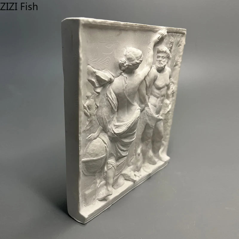 décoration statue plâtre hercule antique relief classique figures humaines texture vintage blanc gris