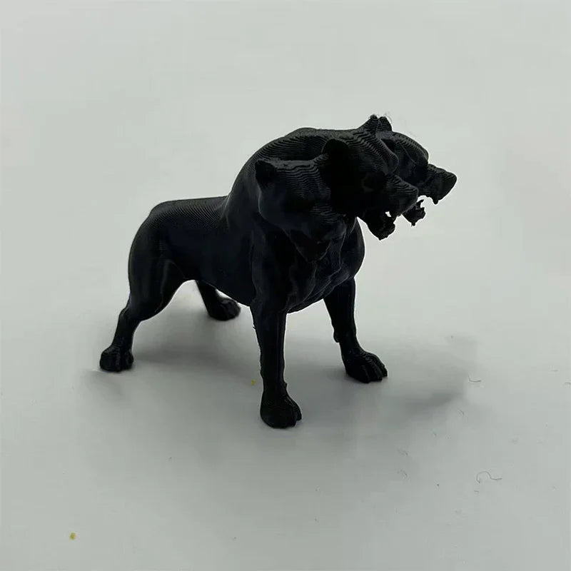 figurine chien trois têtes cerbère noir texturé 3d mythologique fantastique décoration maison
