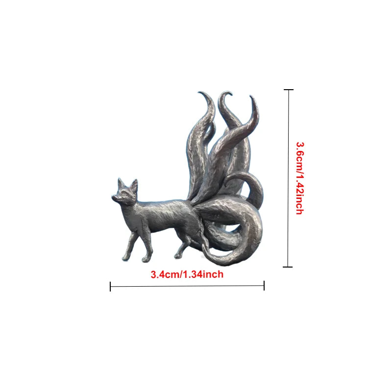 ornement decoratif renard neuf queues cuivre gris argenté miniature sculpture mythologique fantastique erotique erotique