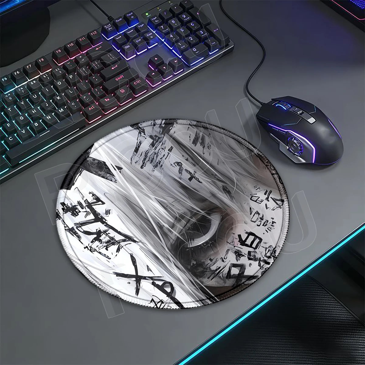 tapis souris rond antidérapant caoutchouc motif dessin animé moderne gaming pc gamer