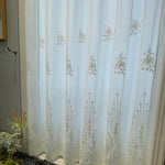 rideau tulle blanc transparent broderie florale classique salon chambre fenêtre maison
