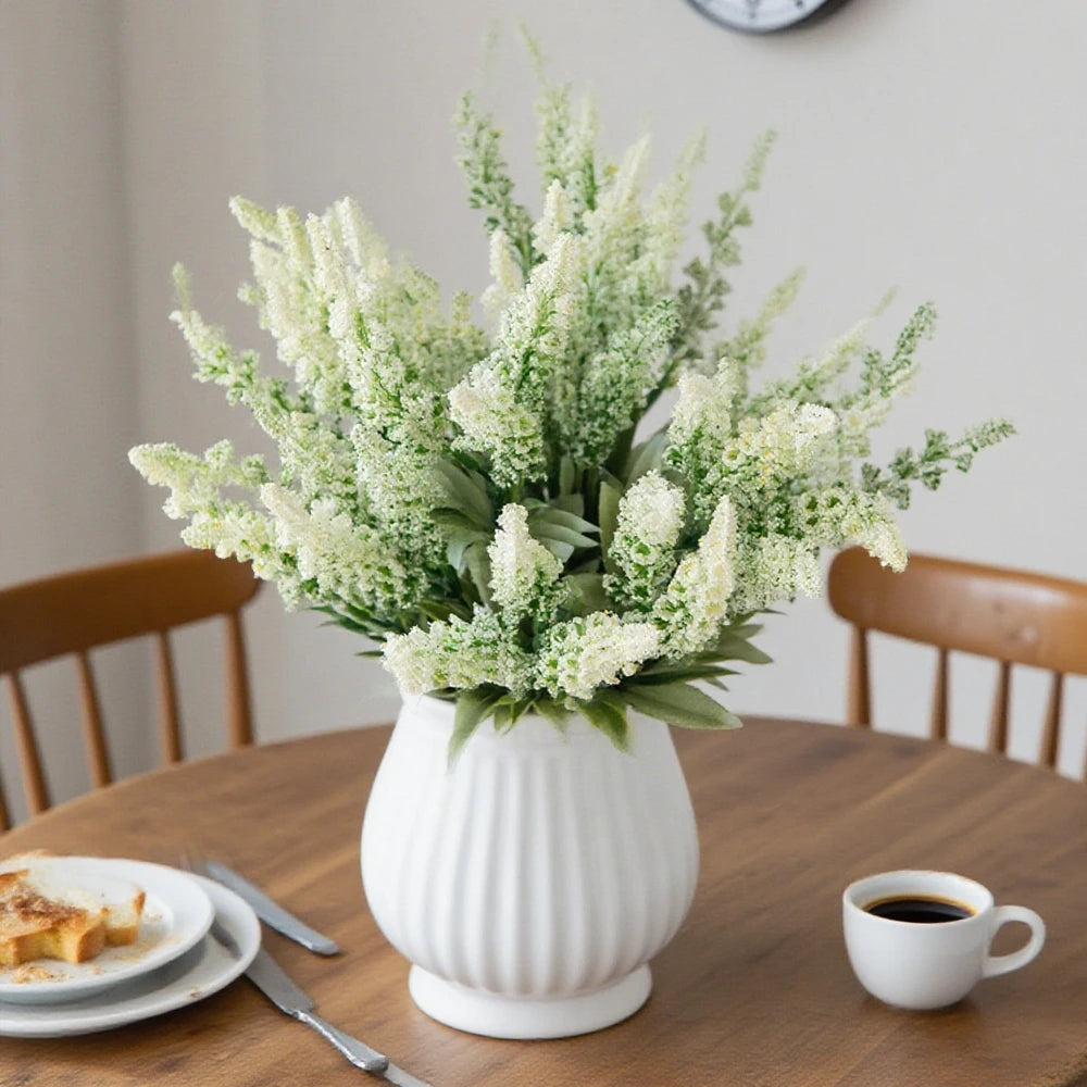 bouquet artificiel fleurs soie vert blanc jaune violet vase extérieur intérieur décoration mariage chambre