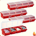 boîte rangement outils rouge transparente plastique lisse compact pratique vis écrous clous