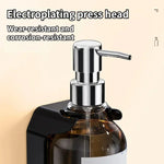 distributeur savon mural rechargeable sans poinçonnage moderne transparent noir étiquette blanche main shampoing gel