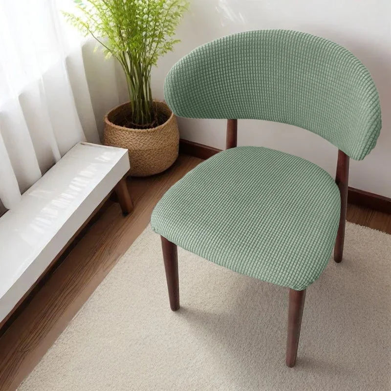 housse chaise moderne tissu carreaux beige gris vert adhésif polyester