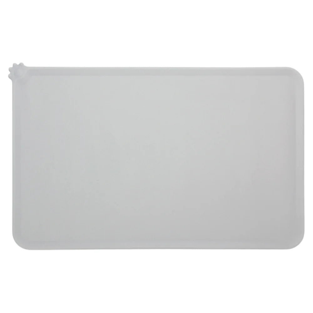 tapis alimentation animaux silicone antidérapant gris noir moderne deux bols patte relevé