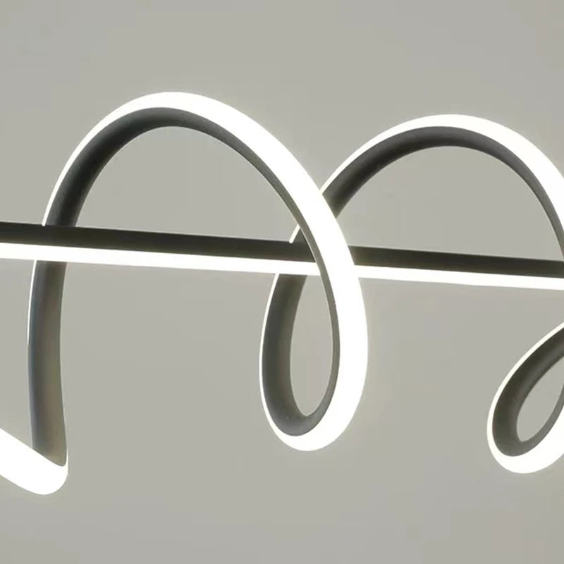 luminaire suspendu led moderne spirale salon cuisine table manger blanc doré noir