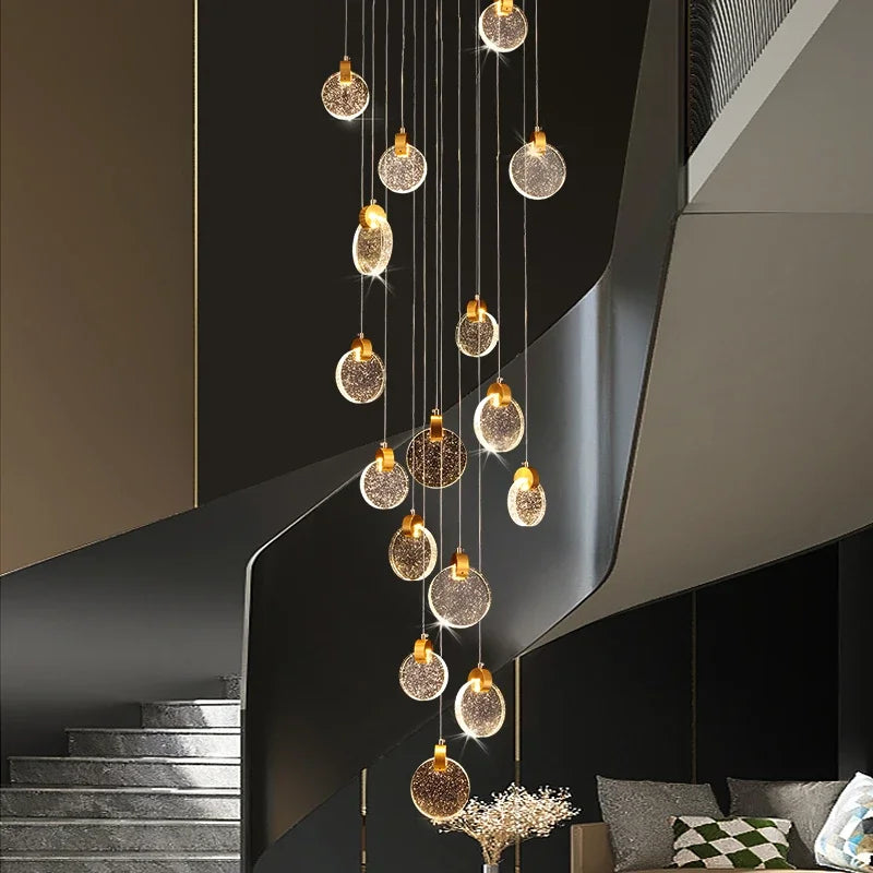 lustre suspension moderne cristal doré scintillantes éclairage luxe salon salle bain appartement
