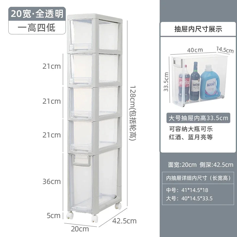 meuble rangement modulaire blanc boîtes transparentes roulettes organisation maison moderne