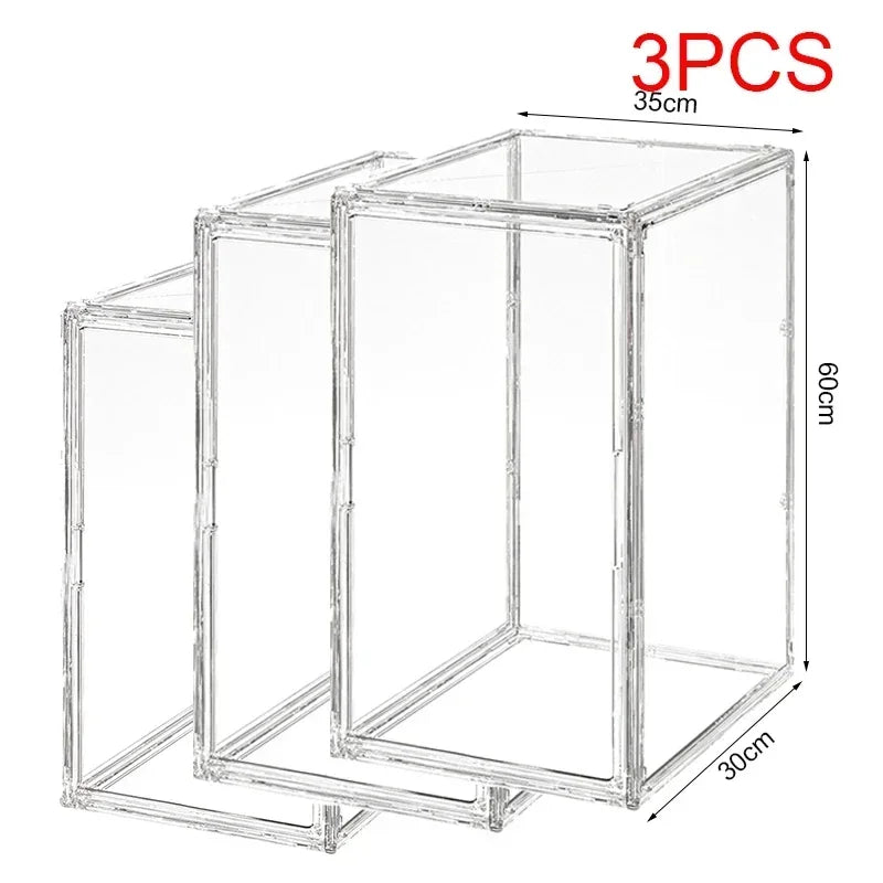boîtes rangement transparentes modernes minimalistes livres cd magazines figurines decoration 45cm 60cm xl xxl
