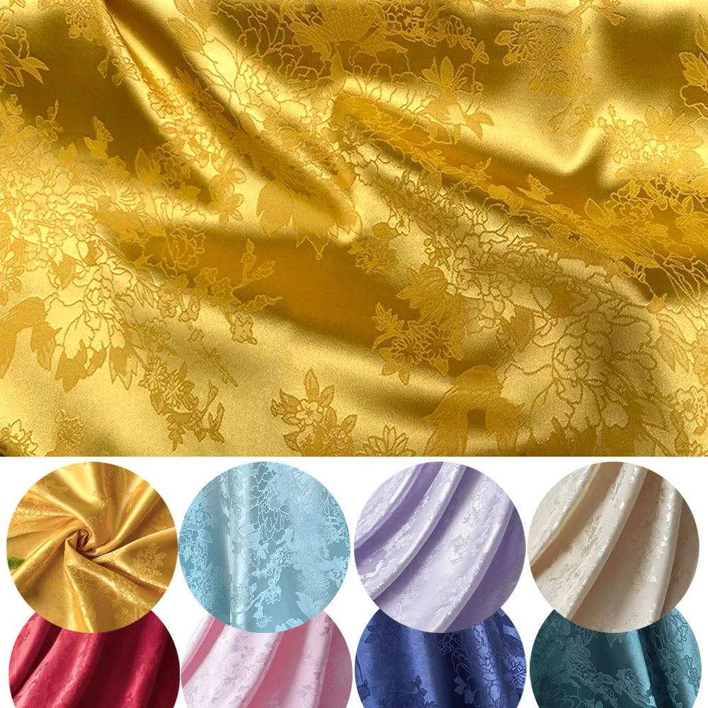 tissu floral or rose élégant classique satiné polyester largeur 150cm