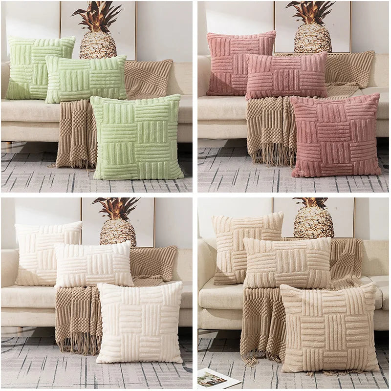 taies d'oreiller polyester coton motif géométrique modernes 30x50cm 45x45cm 50x50cm vert clair rose pâle