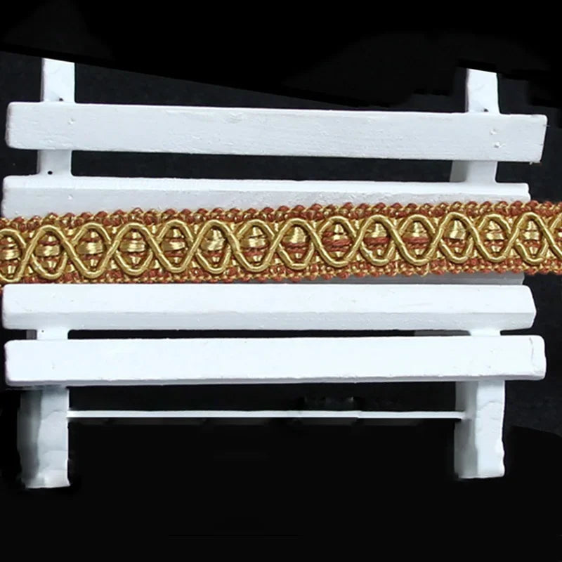 ruban decoratif dentelle geometrique doré beige classique 1cm elastic soluble echangable decoration