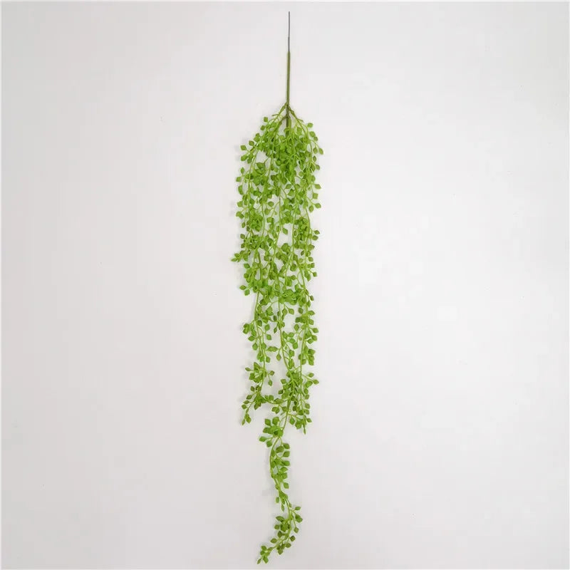 plantes artificielles lianes vertes feuilles rondes décoration murale extérieure rustic naturel accrochées bois métal