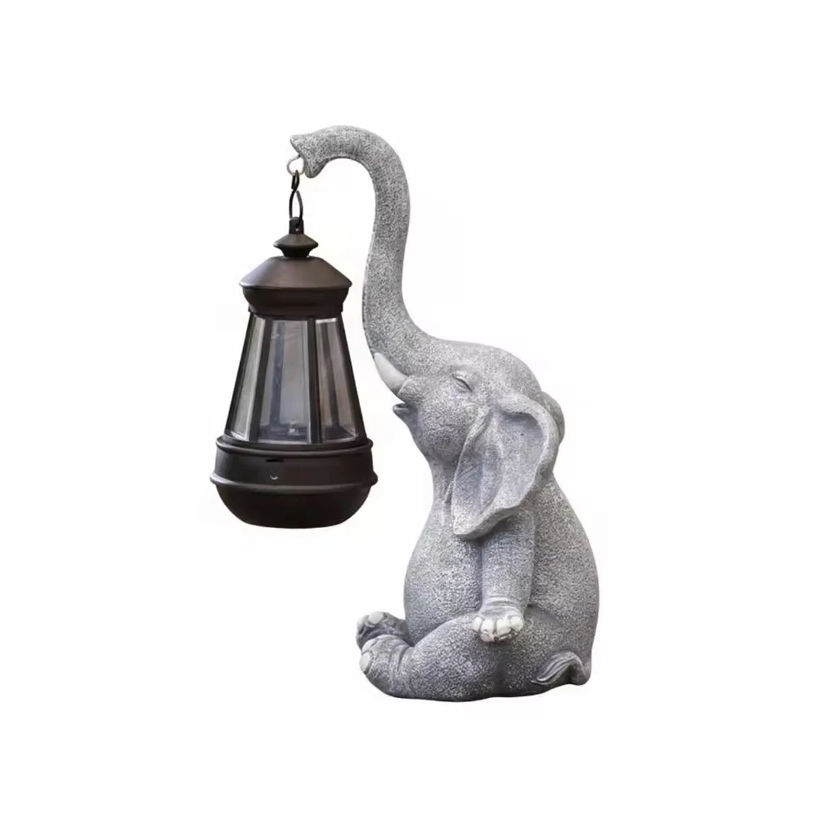 statue éléphant gris texture granulée réaliste lampe solaire led crochetextérieur jardin terrace decoration