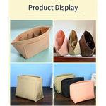 sac cosmétique moderne réutilisable beige noir rose pâle uni opaque poignée amovible compartiments intérieurs