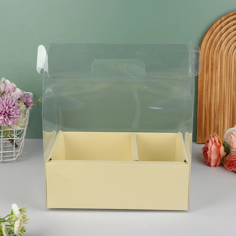 boîte gâteau transparente poignée détachable compartiments rose clair LOVE FASHION GIRL moderne minimaliste