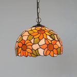 lampe suspendue tiffany fleurs stylisées multicolore rouge orange jaune vert noir adjustable chambre cuisine