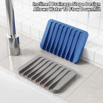 porte savon silicone bleu gris moderne rainures salle bain