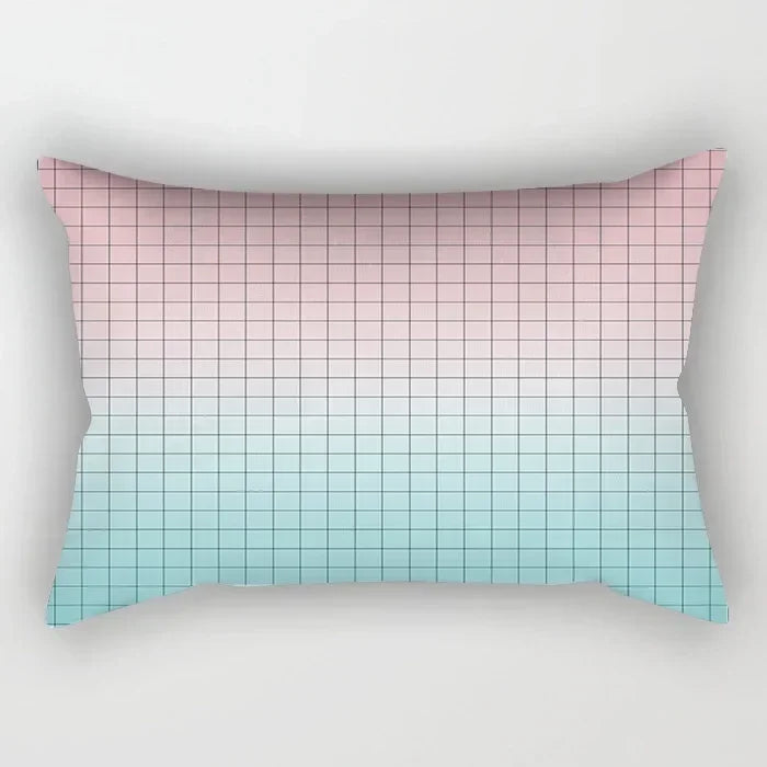 taie d'oreiller rectangulaire rose blanc doré motif géométrique moderne lit chambre décoration maison