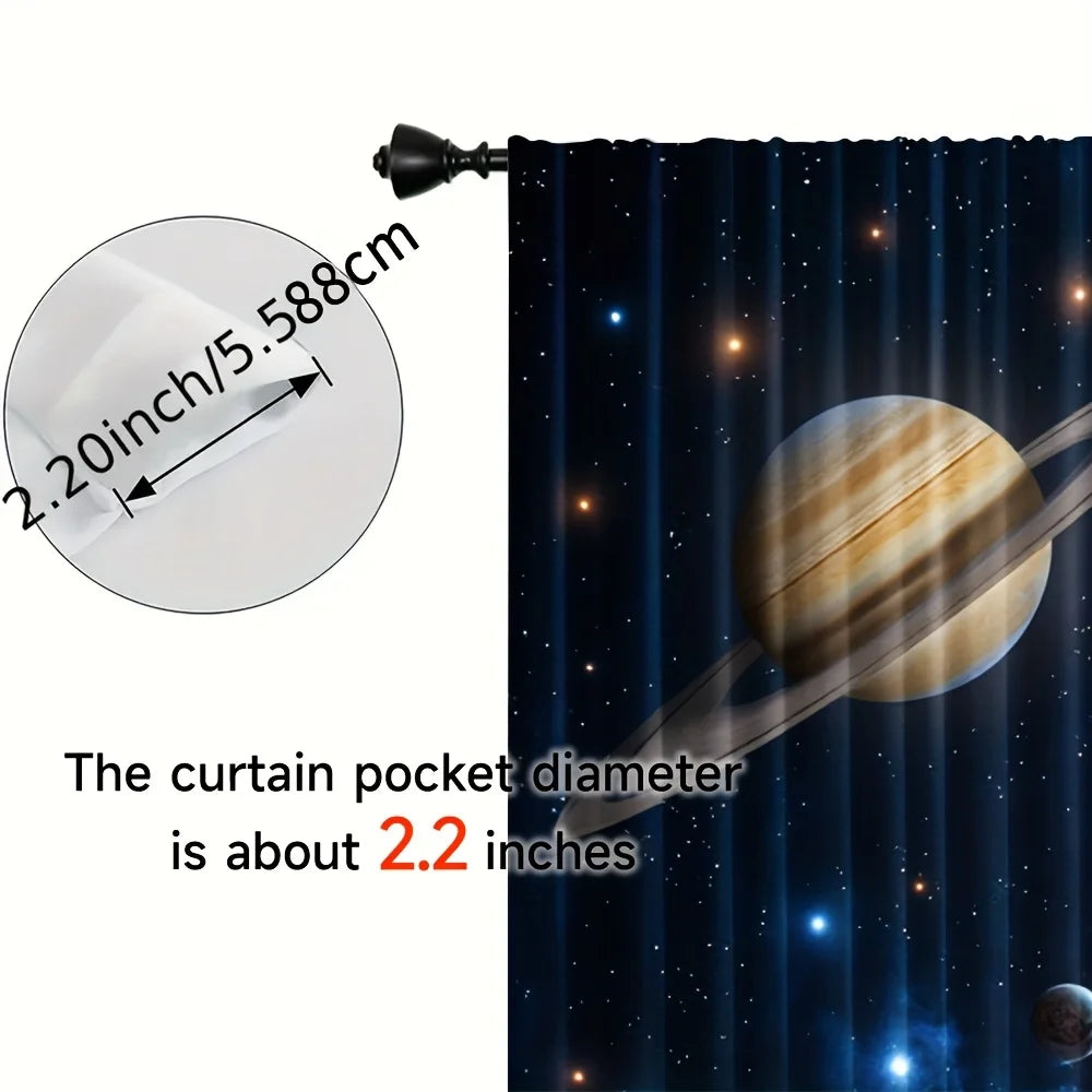 rideau roulant spatial moderne galaxie planètes étoiles opacité bleu foncé gris chambre