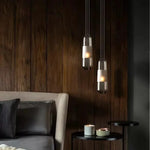 lampes suspendues modernes minimalistes gris fumé ambre transparent éclairage salon chambre étude
