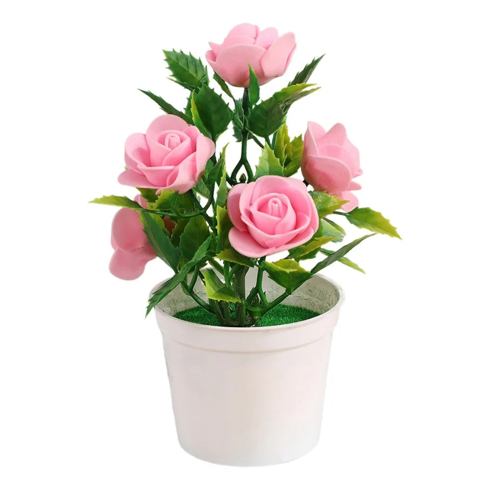 bouquet artificiel roses couleurs variées pot blanc décoration intérieure moderne minimaliste